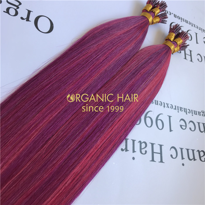 Wholesale best human remy itip hair extensions #Violet/Fucsia color X40